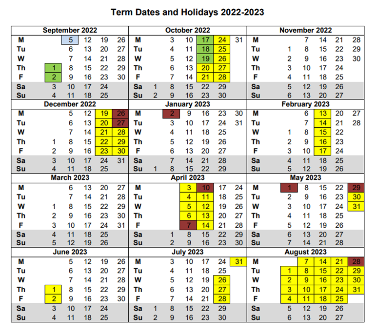 School Dates 2022/23